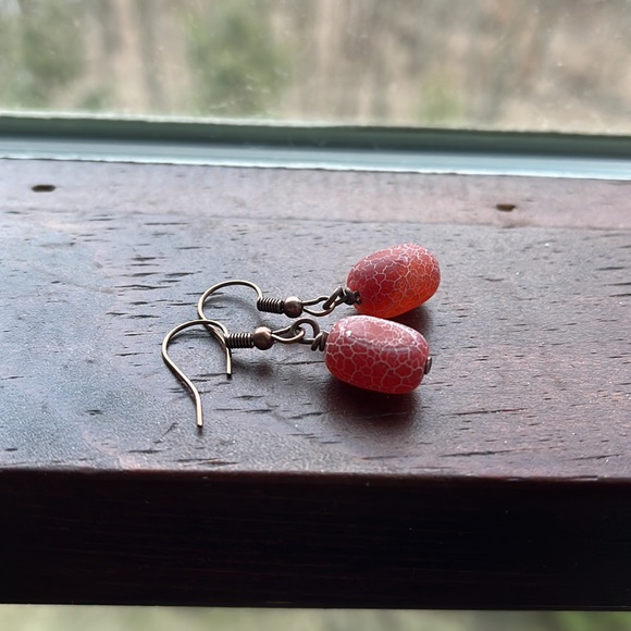 Red agate earrings - Picture 5 of 5